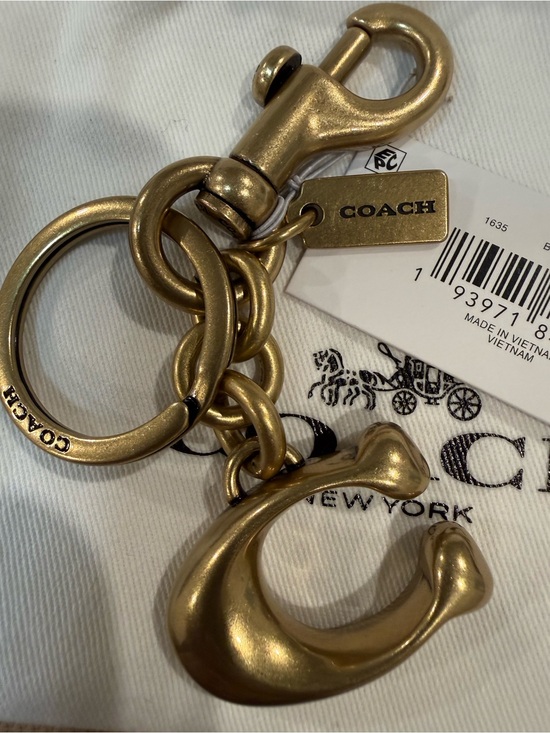 Coach Accessories - Coach Brass-Tone Chunky 'C' Key Charm - Gold with Dust Bag